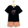 02 conjunto menino camiseta e bermuda moletinho coqueiro angero preto 8