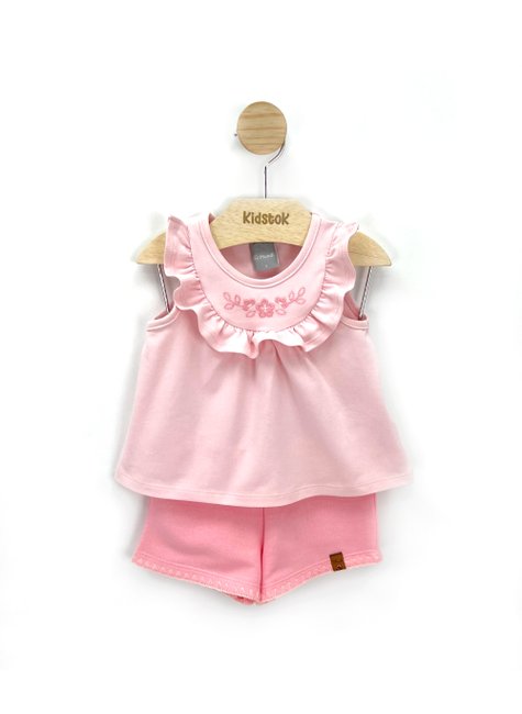 06 conjunto menina blusinha e short moletinho bordado mundi bege 2