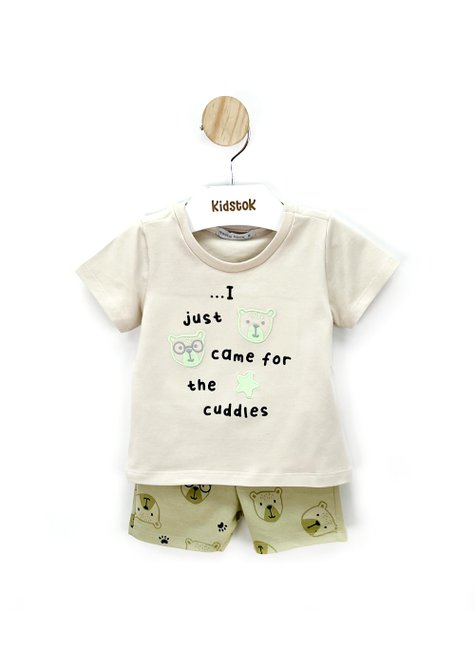 04 conjunto menino camiseta e bermuda ursinhos trick nick bege m
