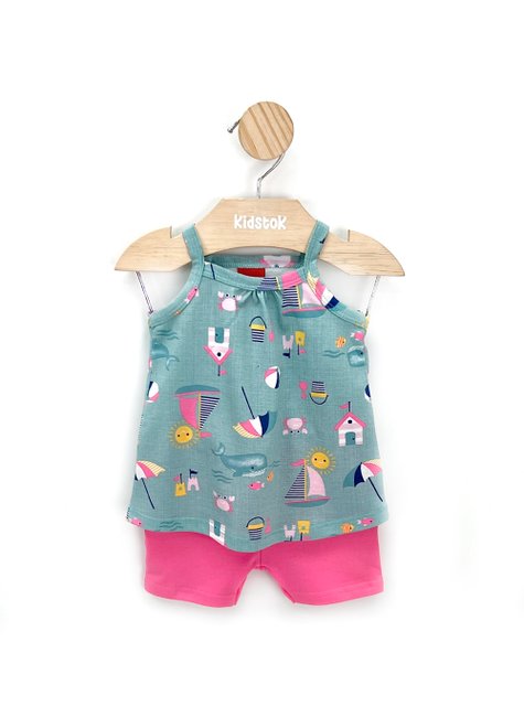 01 conjunto bebe menina blusa e short cotton casinha kyly off white g