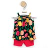 01 conjunto bebe menina blusa e short cotton tulipas kyly azul marinho p