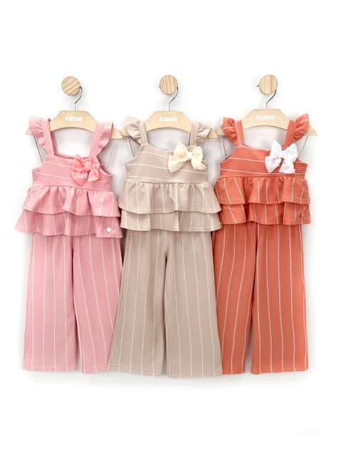 06 conjunto menina blusa laco e calca risca angero salmao 2