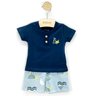 03 conjunto bebe menino camiseta e bermuda bordado caranguejo brandili azul marinho m