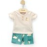 04 conjunto bebe menino camiseta e bermuda bordado caranguejo brandili azul marinho m