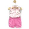 03 conjunto bebe menina body floral e short c faixa kiko baby rosa g