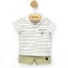 02 conjunto bebe menino camiseta e bermuda listras ursinho trick nick marrom m