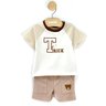 02 conjunto bebe menino camiseta e bermuda urso bordado trick nick bege m