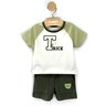 03 conjunto bebe menino camiseta e bermuda urso bordado trick nick bege m