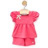01 conjunto bebe menina blusa e short malha laco angero bege p