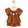 02 conjunto menina blusa e short waffle flores bordadas kidstok marrom 6