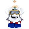 01 pijama menino camiseta e bermuda tubarao brilha no escuro kyly branco 8