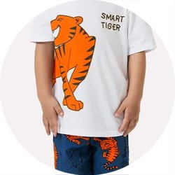 03 pijama menino camiseta e bermuda tigre brilha no escuro kyly branco 6