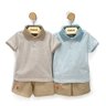 01 conjunto menino polo malha listrada e bermuda sarja fbr bege 3