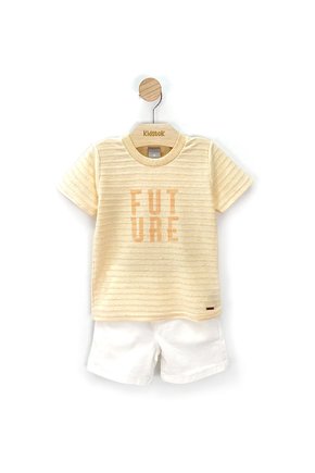 02 conjunto menino camiseta future e bermuda sarja coloritta bege 8