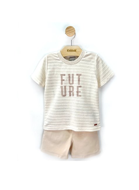 04 conjunto menino camiseta future e bermuda sarja coloritta bege 8