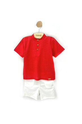 02 conjunto menino camiseta anarruga e bermuda tricoline coloritta vermelho 2