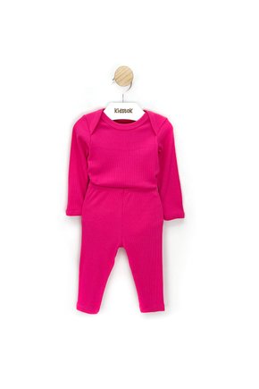 01 conjunto bebe menina canelado doce dominio pink p