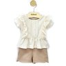 01 conjunto menina blusa shine tule e short moletinho angero bege 3