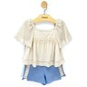 01 conjunto menina blusa tricot e short moletom menina anjo azul 14