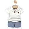 02 conjunto bebe menino polo malha e bermuda linho kiko baby off white p