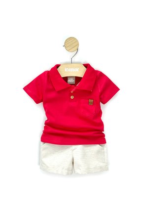 03 conjunto bebe menino polo malha e bermuda linho kiko baby off white p