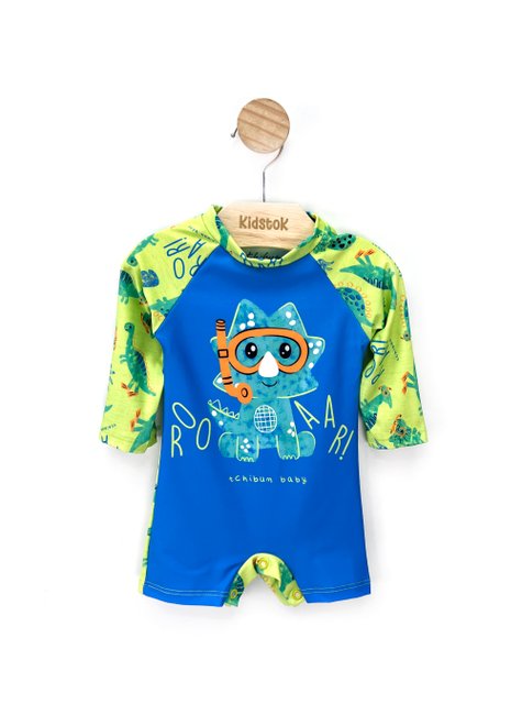 02 macacao menino c chapeu dino roar protecao uv kamylus azul p