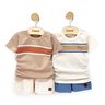 03 conjunto menino camiseta e bermuda bloco de cor ioluig areia m