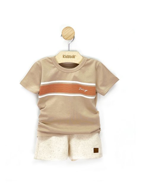 04 conjunto menino camiseta e bermuda bloco de cor ioluig areia m