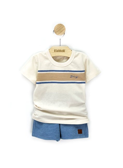 05 conjunto menino camiseta e bermuda bloco de cor ioluig areia m