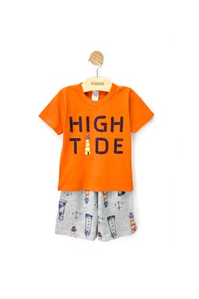 01 conjunto menino camiseta e bermuda moletinho farol shuma kids laranja 6