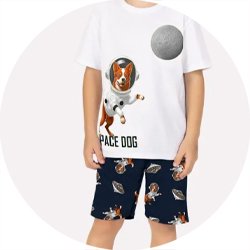 01 pijama menino camiseta e bermuda cachorrinho brilha no escuro angero branco 10