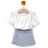 02 conjunto menina blusa bordado e short saia listrado menina anjo branco 16
