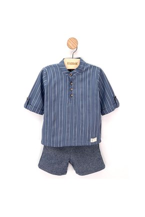 06 conjunto menino camisa e bermuda listrado tinto coloritta azul escuro 6