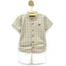 04 conjunto menino camisa e bermuda sarja xadrez coloritta bege 4