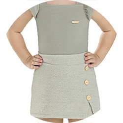 01 conjunto menina blusa e short saia trico laco coloritta bege 1