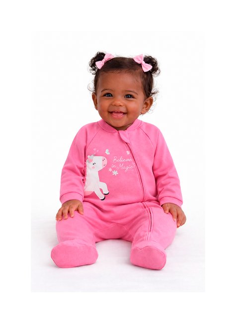 05 macacao bebe menina cotton cavalinho kiko baby rosa claro g