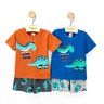 01 conjunto menino camiseta e bermuda tactel dinossauro shuma kids abobora 2