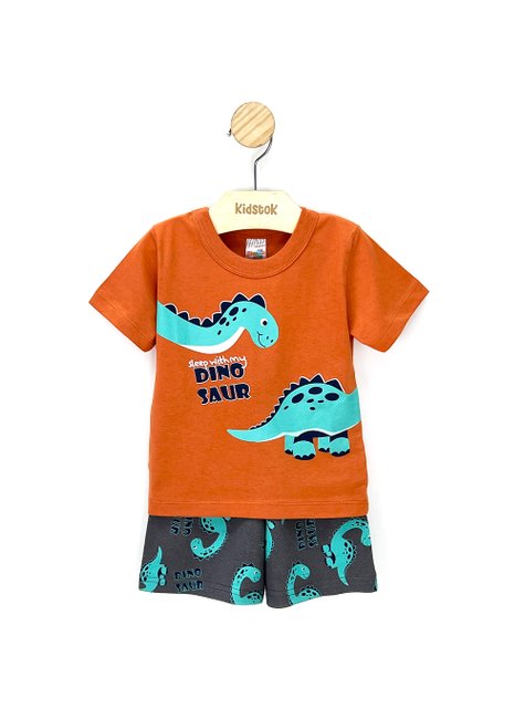 03 conjunto menino camiseta e bermuda tactel dinossauro shuma kids abobora 2
