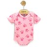 01 body bebe menina manga curta patinhas kidstok baby rosa claro g