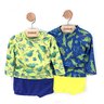 01 conjunto menino protecao uv dinossauro escamas kamylus azul p