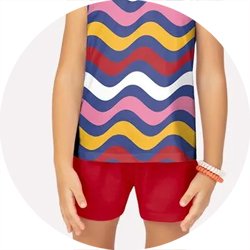 01 conjunto menina regata e short cotton ondas kyly azul escuro 6