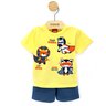 03 conjunto menino camiseta e bermuda moletinho safari herois kyly amarelo p