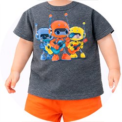 01 conjunto menino camiseta e bermuda moletinho robo kyly cinza chumbo 1