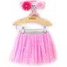 03 fantasia menina seria tule e faixa de cabelo kidstok rosa unico