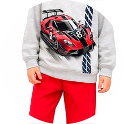 01 conjunto menino blusao e calca moletom flanelado carro kyly cinza 6