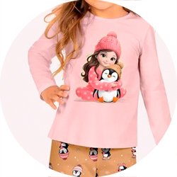 01 pijama menina blusa e calca pinguim brilha no escuro kyly branco 4