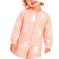 05 pijama macacao bebe menina flanelado coelhinho kiko baby