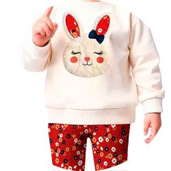 07 conjunto menina blusao e legging flanelado coelhinho kyly cinza claro 2