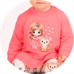 01 conjunto bebe menina blusao e legging oncinha kyly off white p