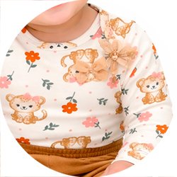 01 conjunto bebe menina body e calca moletom onca floral kyly verde claro m